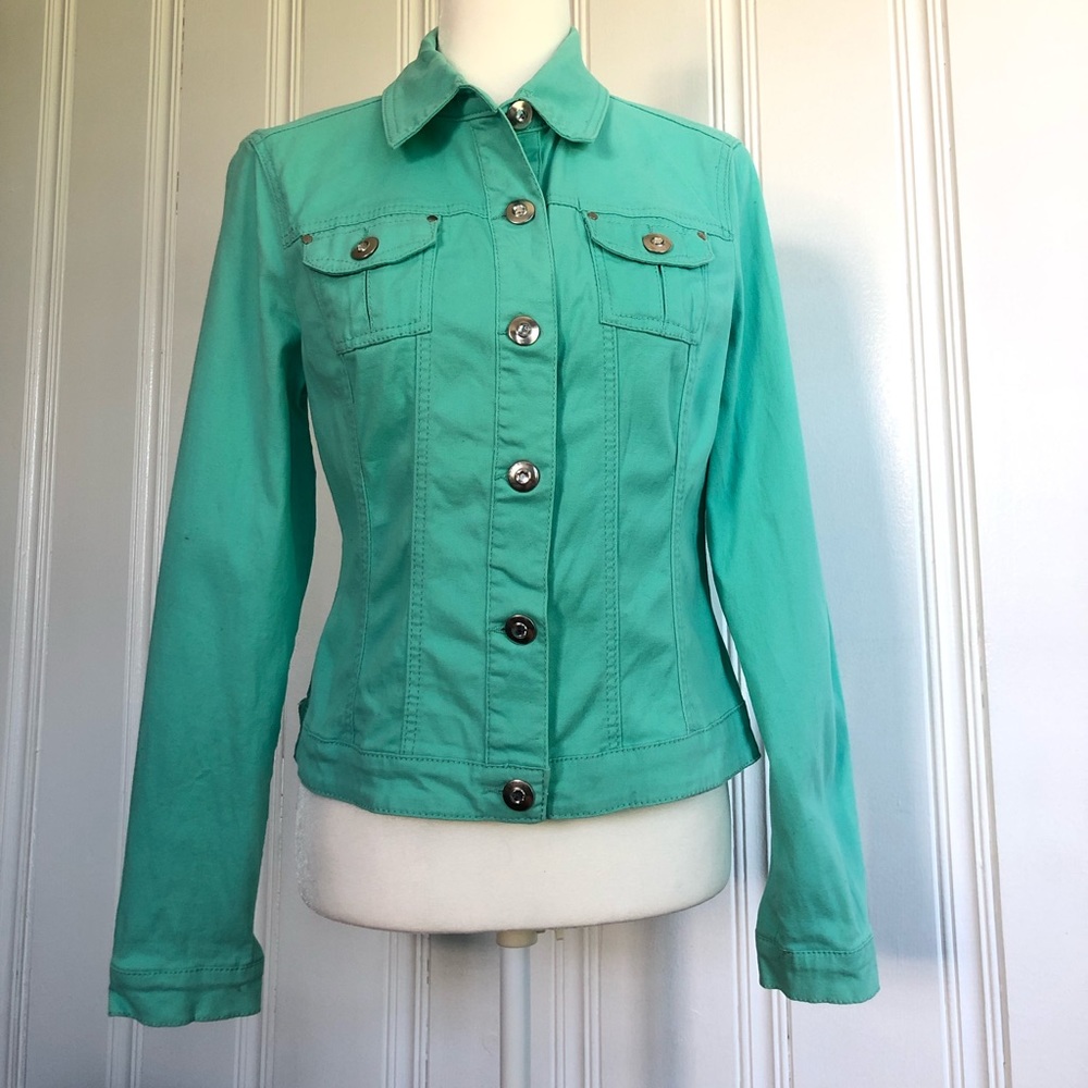 Baccini Teal Button Down Jacket - image 1